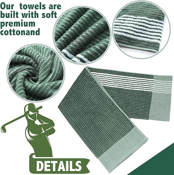 Buryeah Golf Towel 22 x 44 Inch Cotton Golf Caddy Towel Camping Large for Caddies Golfers Tour Players Club with Stripe