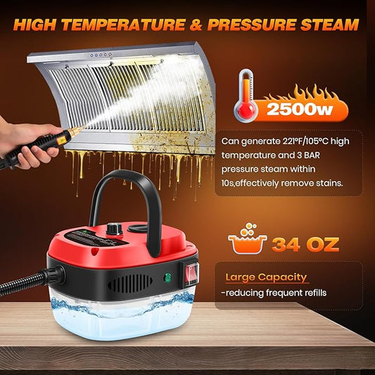 Handheld Steam Cleaner,Steam Cleaner 2500W,10s Rapid Heating Steamer with 6 Levels,36oz Water Tank,Large Capacity Handheld Steamer for Cleaning Home, Car, Kitchen, Bathroom, Floor