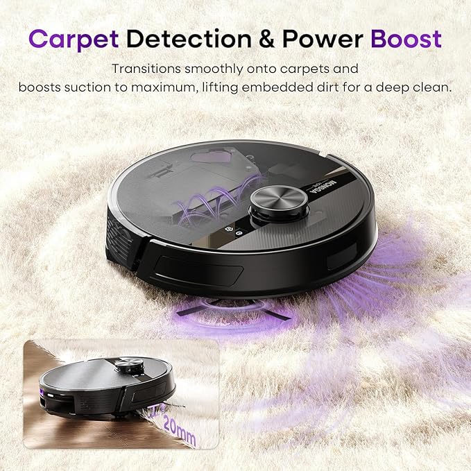 MONSGA Robot Vacuum and Mop Combo, 7000Pa Robotic Vacuum with Lidar Navigation, 180mins Runtime, Tangle-Free Robot Mop, 5 Editable Maps, APP/Remote/Voice Control, Ideal for Hard Floors and Carpets