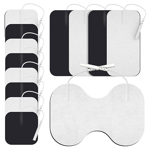 DOMAS TENS Unit Electrode Pads Large - 4x6 Inch for Back Pain Relief- Compatible with TENS 7000 and Other 2mm Pin Units - Reusable & Latex-Free 13 PCS