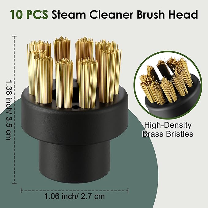 10 Pack Brass Brushes Compatible with Dupray Steam Cleaner, Brass Cleaner, Steam Clean Brush Head Attachments, Wire Brushes for Cleaning, Multi Surface Cleaning Accessories