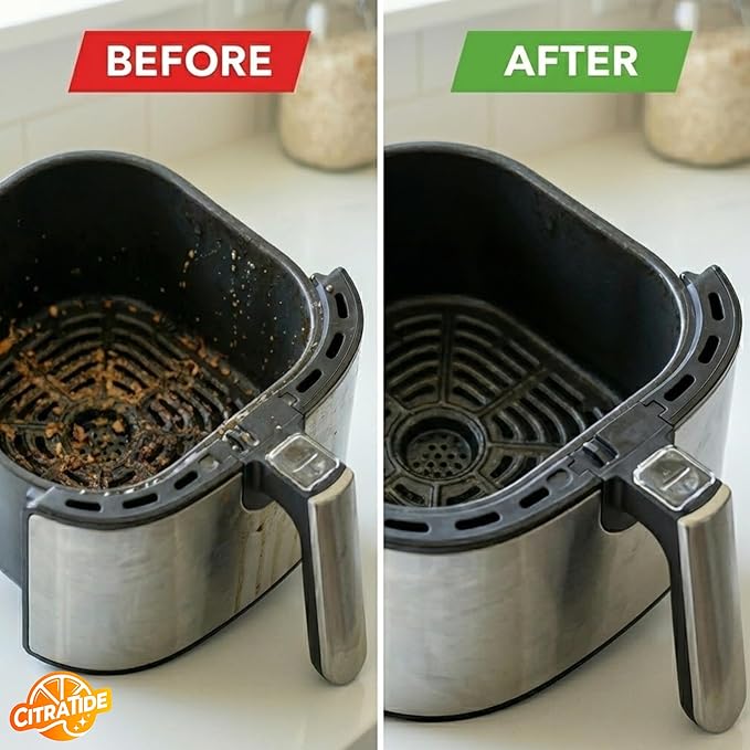 Air Fryer Cleaner Spray – Citrus Powered Grease Remover, Non-Toxic & Plant-Based, Cuts Baked-On Oil & Odor, Safe for Kitchen Appliances, USA Made – 16fl oz