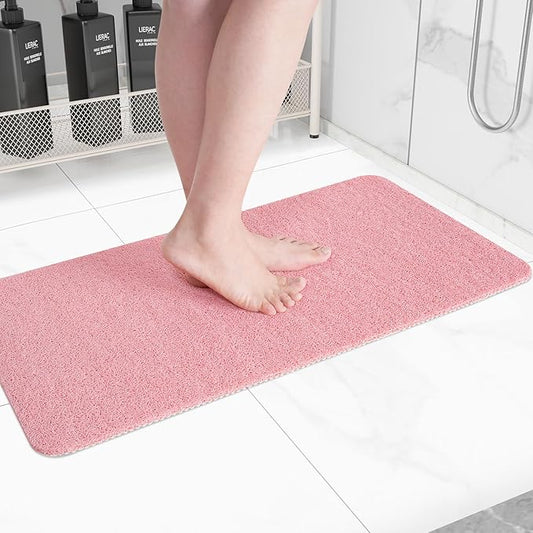 Non-Slip Bathtub Mat, Anti Slip Shower Mat, Fast Drying Bathtub Mats, Foot Scrubber Mat, Anti Slip Mat for Tub, Floor, Bathroom, Kitchen, Home, Hotel (Pink 40"×28")