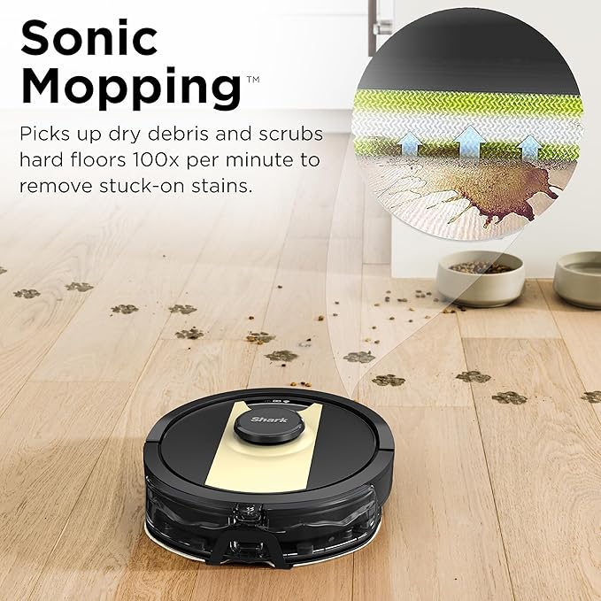 Shark RV2410WD IQ 2-in-1 Robot Vacuum and Mop with Row-by-Row Cleaning, Perfect for Pet Hair, Compatible with Alexa, Black/Bronze, Black/Gold, No Self-Empty Base