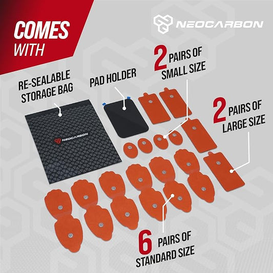Reusable Electrode Pads for TENS EMS Unit, 20 Replacement Premium Pads and 1 Plastic Holder, Red