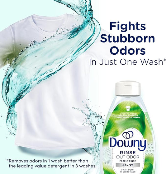 Downy RINSE & REFRESH Laundry Odor Remover and Fabric Softener for Activewear, Active Fresh Scent, 48 oz