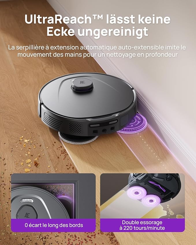 3i P10 Ultra Robot Vacuum and Mop Combo, Extendable Mop for Edges & Corners, 18000 Pa Suction Deep Cleaning, Auto Hot Mop Washing & Drying, Self-Emptying, Self-Refilling, AI Obstacle Avoidance