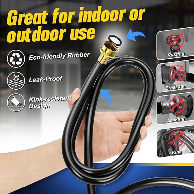 20FT Dehumidifier Drain Hose with 3/4 Inch FHT Connector, featuring Rust-Resistant Brass Fittings for Leak-Proof Connection, Perfectly Compatible with Most Dehumidifier Brands(7 Length Options)