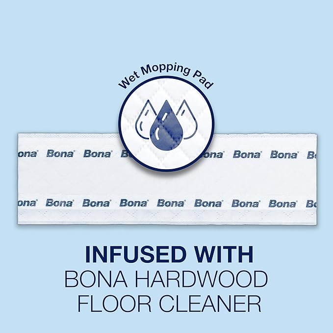 Bona Hardwood Floor Disposable Wet Cleaning Pads - 12 cleaning pads per pack - unscented - Use Mops - Residue-Free Floor Cleaning Solution for Wood Floors (Pack of 2)