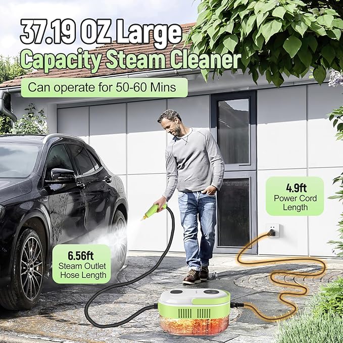 10-in-1 Steam Cleaner for Home, High Temperature & High Pressure, Steamer for Cleaning with 10s Fast Heating, Handheld Steam Cleaner with 37.19OZ Large Tank for Car, Home, Furniture, Carpet and Floor