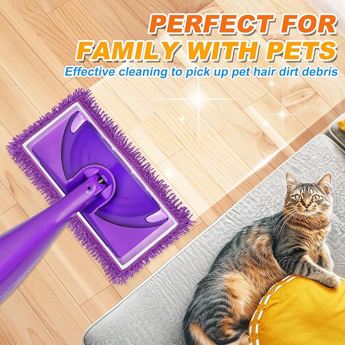 6 Pack Reusable Mop Pads Compatible with Swiffer WetJet Mops, Wet Jet Pads Refills, 12 inch Washable Microfiber Chenilles MopPad for Floor Cleaning Wet Dry Use(Mop is Not Included)
