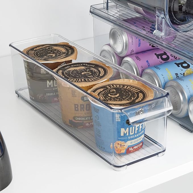 iDesign Stackable Fridge Storage Bin with Handle - Fridge and Freezer Organizer Bin - Set of 3 - Clear