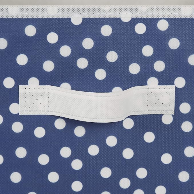 DII Non Woven Polyester Storage Bin, Polka Dot, French Blue & White, Small Set of 4 (Pack of 6)