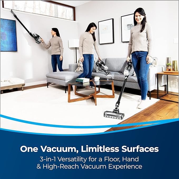 Bissell ICONPet Turbo Vacuum with Powerful Turbo Boost Suction, Tangle Free Brush Roll, & Parking Break, LED Crevice + Dusting Brush Tool, LED Motorized TurboBrush Tool, & Wall Mount. Color May Vary