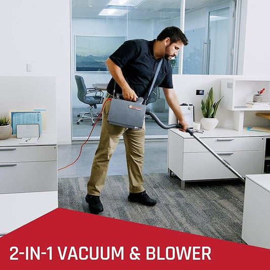 Hoover Commercial PortaPower Lightweight Canister Vacuum Cleaner, Bagged Canister Vac with Attachments, 2-in-1 Vac and Blower, Corded Vacuum Cleaners for Commercial Use