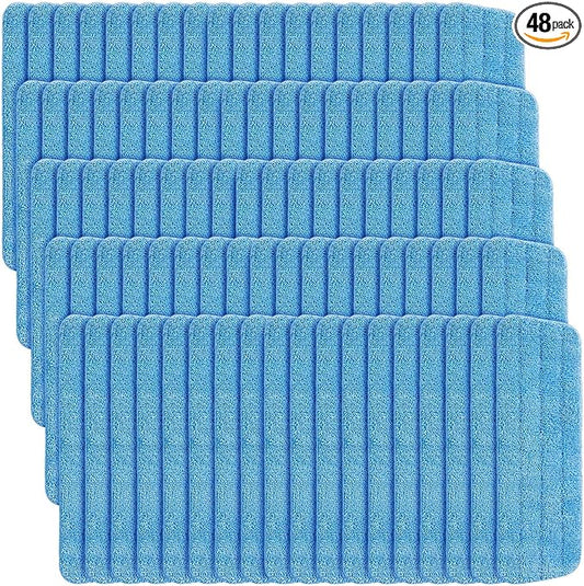 48 Pcs Microfiber Mop Pads Machine Washable Cleaning Flat Mop Head Replacement Reusable Household Pads for Hardwood and Hard Surface Floor Cleaning and Scrubbing