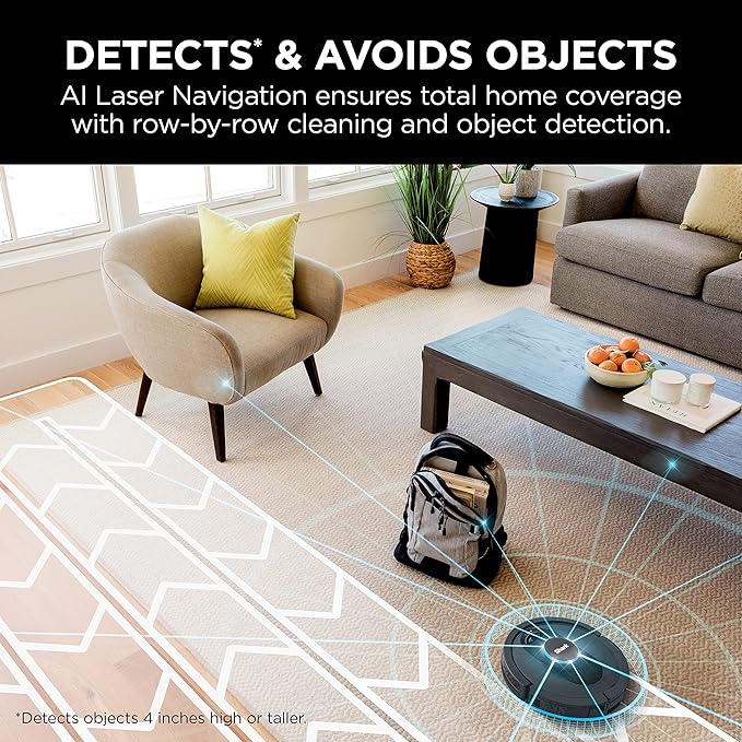 Shark R-AV2501S HEPA Self-Empty Base, Bagless, 30-Day Capacity LIDAR Navigation Perfect for Pet Hair AI Robot Vacuum, Black - Certified Refurbished