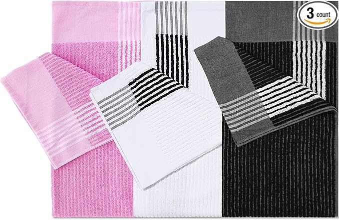 Buryeah Golf Towel 22 x 44 Inch Cotton Golf Caddy Towel Camping Large for Caddies Golfers Tour Players Club with Stripe
