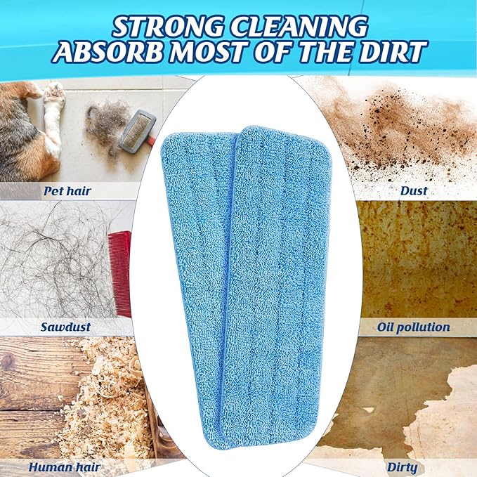 36 Pcs Microfiber Mop Pads Machine Washable Cleaning Flat Mop Head Replacement Reusable Household Pads for Hardwood and Hard Surface Floor Cleaning and Scrubbing