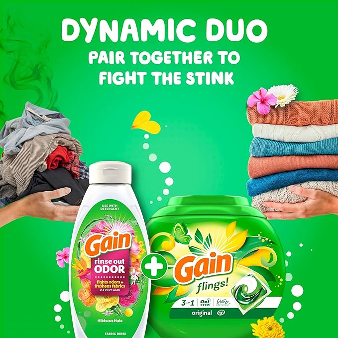 Gain Flings Laundry Detergent Pacs, 60 Count, Original Scent, with Odor Defense, concentrated laundry soap pacs