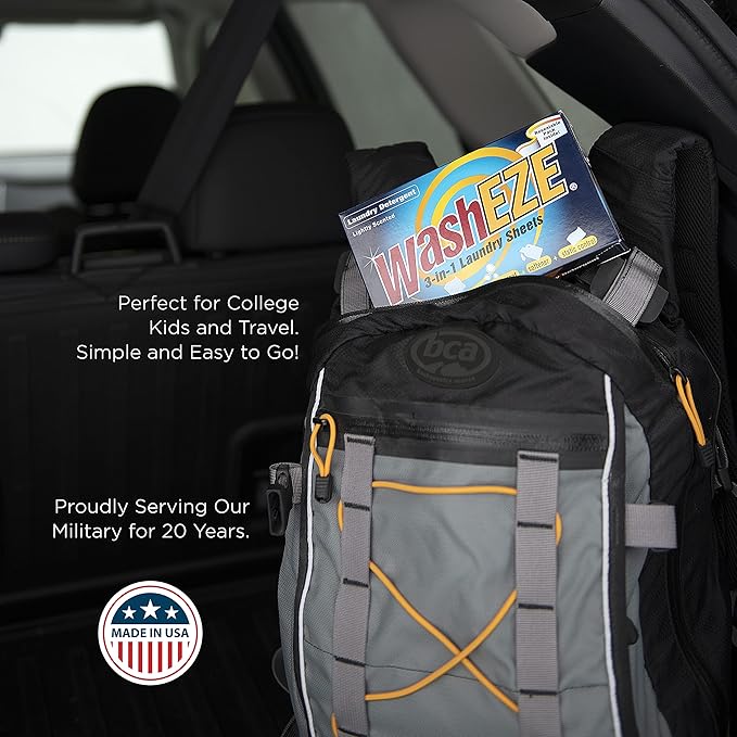 WashEZE (10 Ct) All in One Laundry Sheets Scented - Detergent-Fabric Softener-Stain Fighter - Static Guard Soap Sheet -All in One Detergent Sheet- Travel and Dorm Friendly