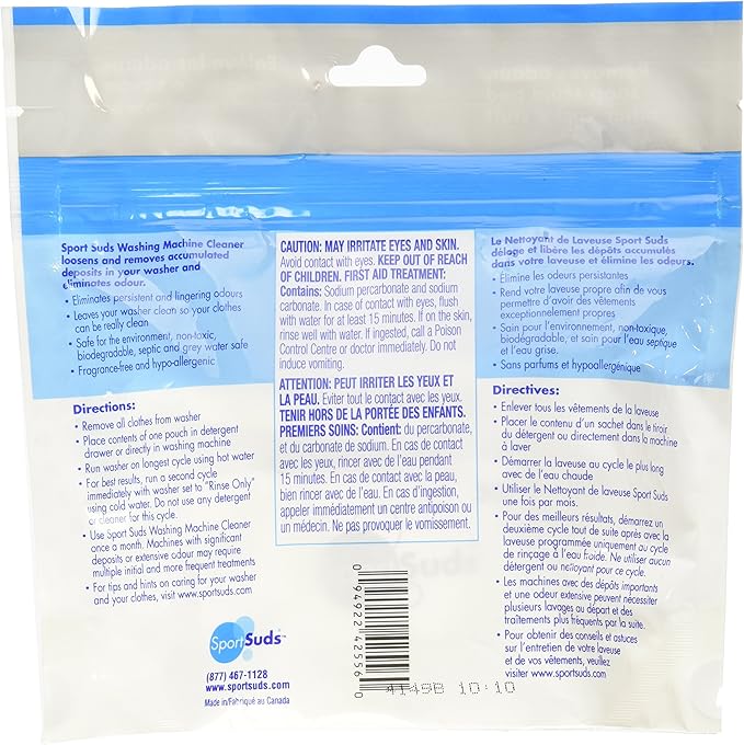 Sport Suds Washing Machine Cleaner, 5 Pouch