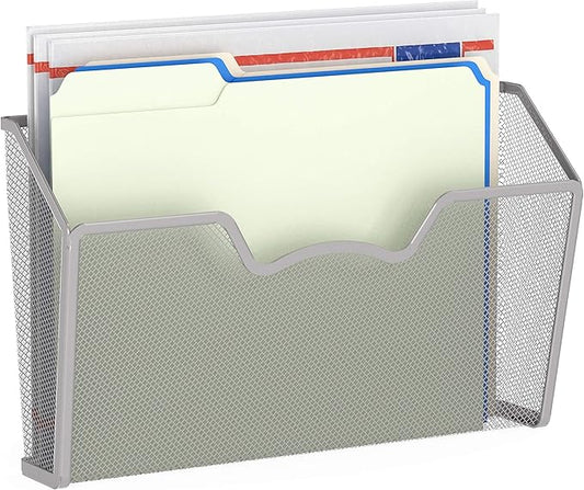 Simple Houseware Wall Mount Single Pocket File Organizer Holder, 3 Packs, Silver