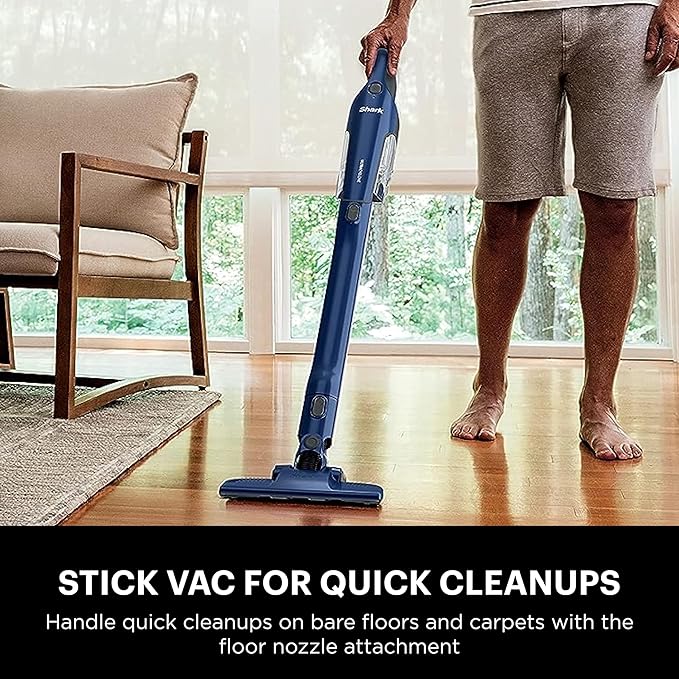 Shark CH964AMZ 2-in-1 Cordless & Handheld Vacuum Ultracyclone System, Ultra-Lightweight and Portable for Car and Home, Washable Filter, XL Dust Cup, Crevice Tool & Scrubbing Brush, Blue