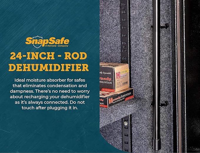 SnapSafe 12 Inches Gun Safe Dehumidifier Rod – Eliminates Condensation, Mildew, Humidity and Dampness, Maintenance-Free Coverage up to 100 cubic feet, Prevents Rush and Corrosion