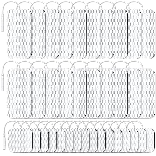 AUVON 36-Pack TENS Unit Replacement Pads for TENS Unit, 2 Sizes Electrodes Pads Combination Set, Reusable and Latex Free Pigtail TENS Pads Compatible with TENS 7000, Etekcity TENS EMS Machine