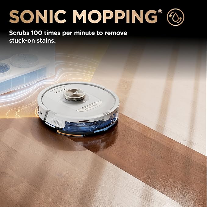 Shark Robot Vacuum & Mop Combo, PowerDetect NeverTouch Pro, Self-Emptying, Self-Refill with Self-Clean Pad Wash & Dry, 60-Day Debris Capacity, 30-Day Refill Tank, 5 Technologies, White, AV2810ZEWH
