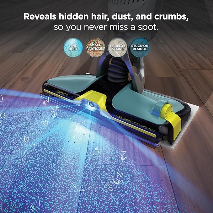 Shark VACMOP Reveal NEW Cordless Hard Floor Cleaner, Vacuum & Spray Mop, Powerful Suction, Lightweight, Illumination Light, Includes 4 Disposable Pads, 12oz Pet Multi-Surface Cleaning Solution, VM401