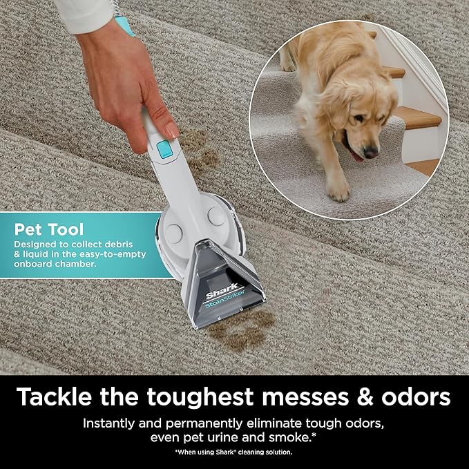 Shark StainStriker Portable Carpet, Upholstery & Area Rug Cleaner with Pet Mess extractor, Stain & Odor Remover, Perfect for Car Interiors, , White, PX201