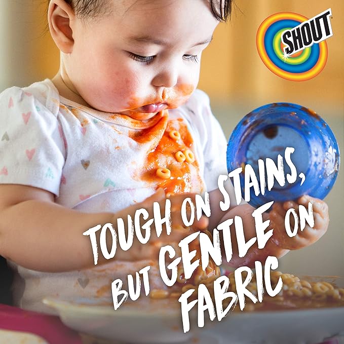 Shout Free Laundry Stain Remover, Active Enzyme Formula is Dye, Fragrance, and Bleach Free, Removes 100+ Types of Stains, including Baby Stains - 22oz Spray (Pack of 2)