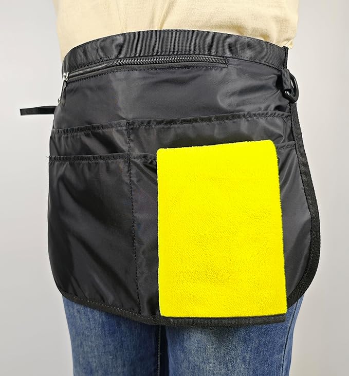 Small Size Cleaning Caddy Apron for Women with 5 Pockets, Professional Waterproof Cleaning Supplies for Housekeepers