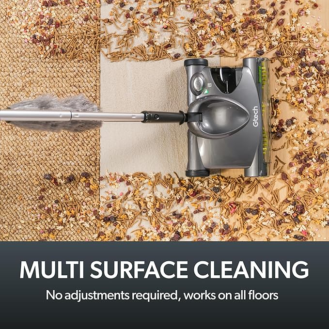 Gtech SW22 Cordless Lithium Carpet and Hardwood Floor Sweeper - Cordless Adjustable Vacuum - Up to 90 Minutes of Runtime - Rechargeable 7.4v Li-ion Battery - Lightweight (3 lbs.)