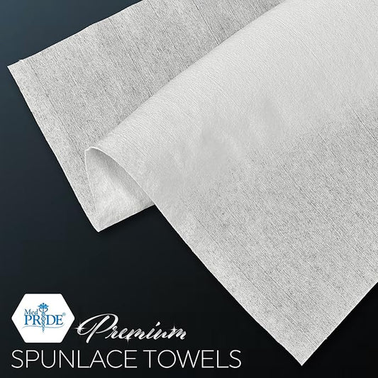 MED PRIDE Premium Spunlace Towels, 90 Count, 12" x 13", Ultra Soft & Durable, Disposable Multipurpose Wipes, Lint-Free, Latex-Free, Stretchy & Absorbent