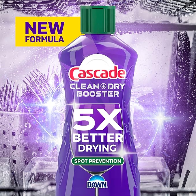 Cascade Rinse Aid Clean & Dry Booster Dishwasher Liquid, Gel & Detergent Pods for Sparkling Clean Dishes, Dishwasher Soap Tablets & Rinse Aid Dry Booster, 30.5oz