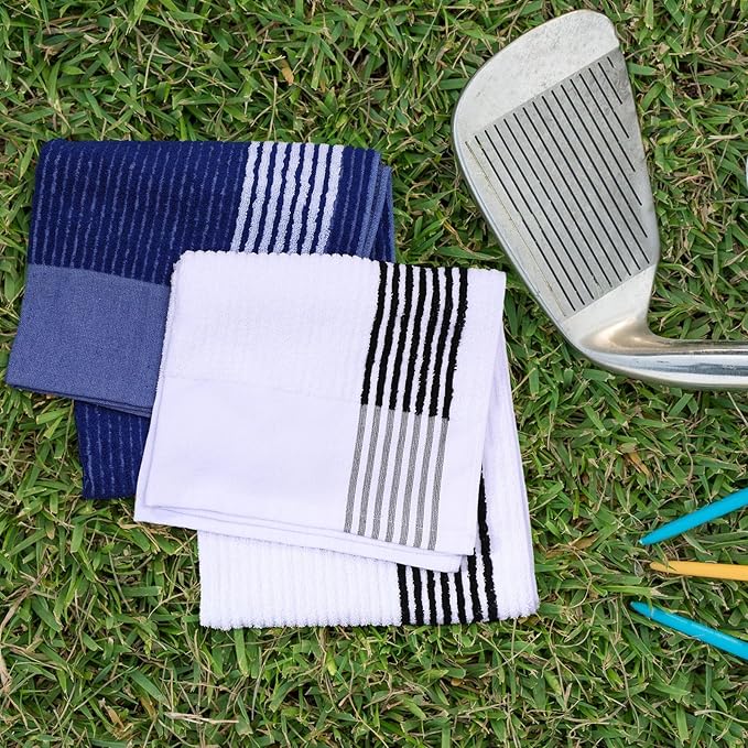 Buryeah Golf Towel 22 x 44 Inch Cotton Golf Caddy Towel Camping Large for Caddies Golfers Tour Players Club with Stripe