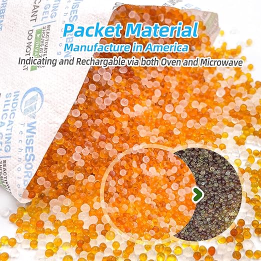 [2 Packs] 200 Gram Desiccant Packs, Indicating Silica Gel, Rechargeable Silica Packets, Moisture Absorbers for Storage, Gun Safe Dehumidifier