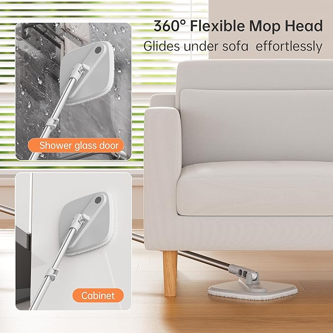 KZKR Spin Square mop and Bucket System with Wringer Set for Home with 10 Mop Pads (Grey,White)