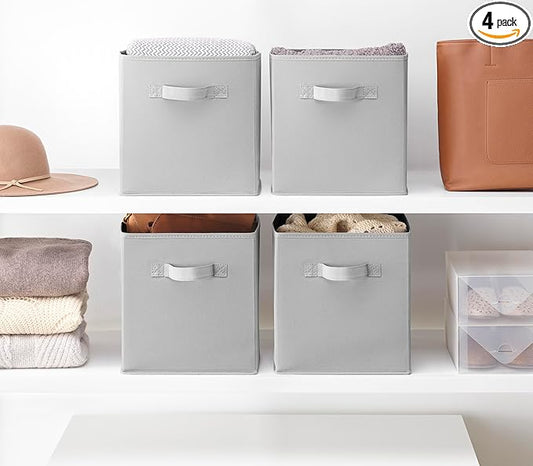 Whitmor Collapsible Cubes - 10.5 x 10.5 x 11 inches - Gray - Set of 4