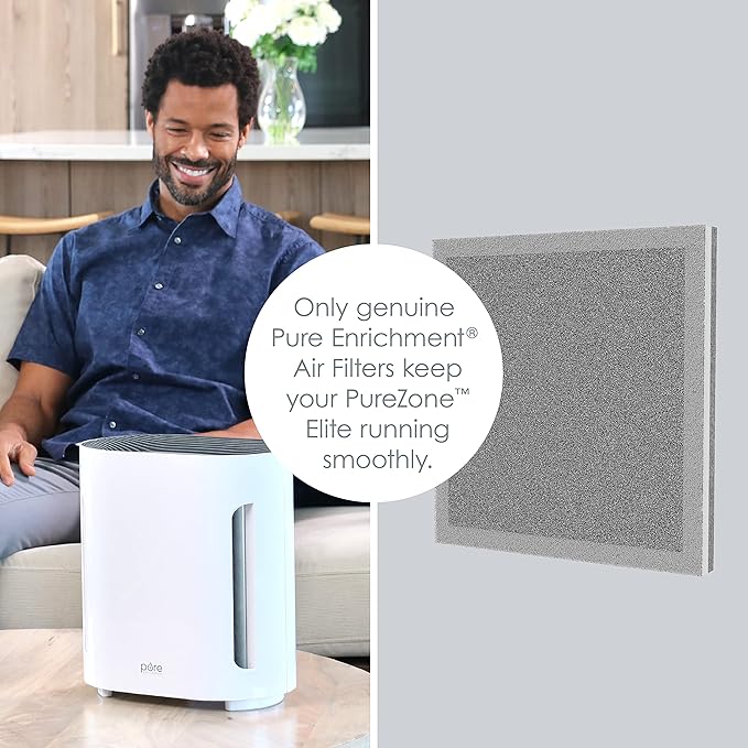 Pure Enrichment Genuine 3-in-1 True HEPA Replacement Filter for the PureZone Air Purifier (PEAIRPLG) - 2 Pack