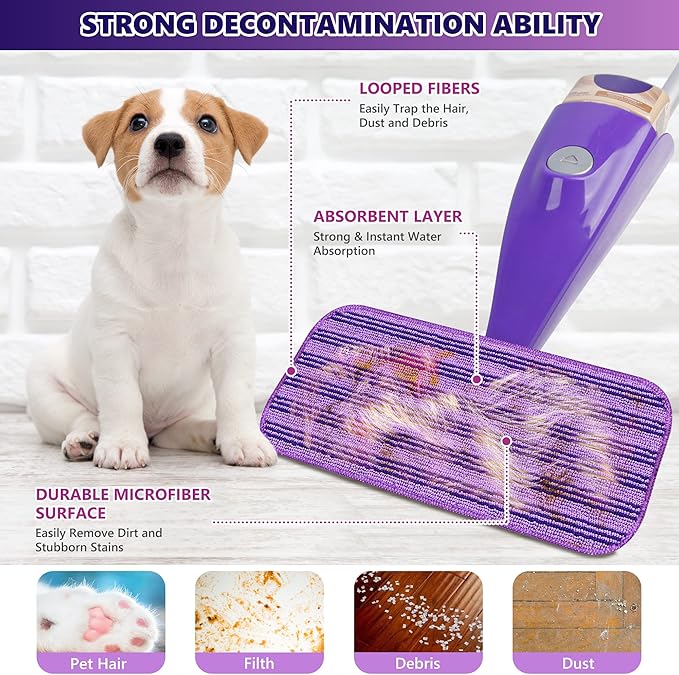 Reusable Mop Pads Compatible with Swiffer Wet Jet, Wet Jet Pads Refills for Swiffer Mop, Microfiber Replacement Pads for Hardwood Floor cleaning, Dry Wet Mopping Cloths for 12" Wet Jet Refill, 12 Pack