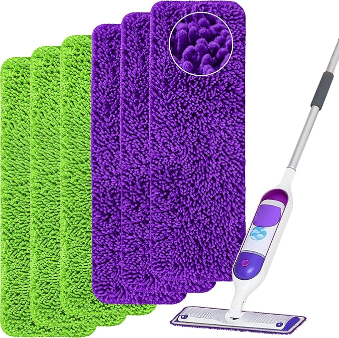 Aifacay Reusable Mop Pads for Swiffer PowerMop, 6 Pack Microfiber Pads Refills for 13''-15'' Spray Mop Washable and Machine Replacement Heads Wet Dry Mops Wood Floor Pads, Upgrade Designed for Pets
