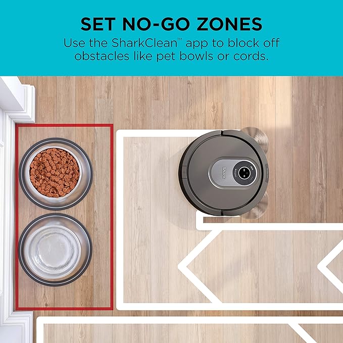 Shark AI Robot Vacuum, Smart Mapping|Scheduling|Pet Hair Pick Up|Logical Navigation, Black/Silver (RV2001), Carpet