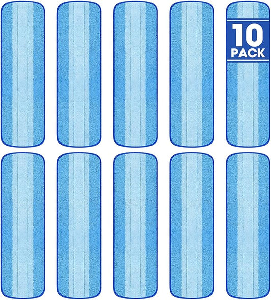 10 Pack Microfiber Cleaning Pads Compatible with Bona Mop, 18 Inch Hardwood Floor Replacement Cleaner Pads, Washable & Reusable Microfiber Mop Pads for Hard Surface Floors