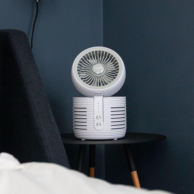 Crane 2-in-1 Air Purifier and Desk Fan, Fan and Air Purifier Combo, Ideal for Office Desk, Night Stand, Dorm, or Small Bedroom, Small HEPA Air Purifier