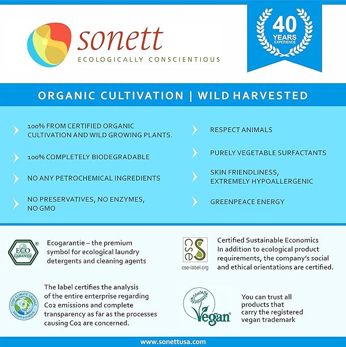 Sonett Organic Bathroom & Shower Cleaner Spray Removes lime scale deposits in hard-to-reach places and cleans fittings, stainless steel, floor tiles and shower walls (17 fl. oz. Pack of 6)