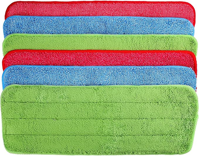6 Pieces Microfiber Cleaning Pads Reveal Mop 16 to 18 inch Fit for Most Spray Mops and Reveal Mops Washable (16.5 x 5.5 inch)